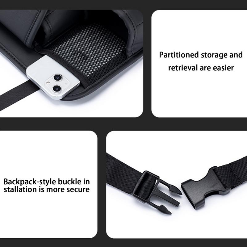 Car Back Seat Organizer PU Leather Seat Back Dangling Bag Headrest Dangling Pouch Multifunctional Backseat Tissue Box For RV