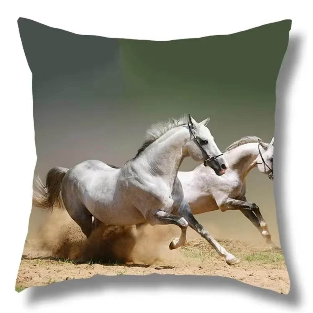 Horse Pattern Home Decoration Pillow Cover Polyester Fiber Cushion Cover Living Room Sofa Cushion Cover