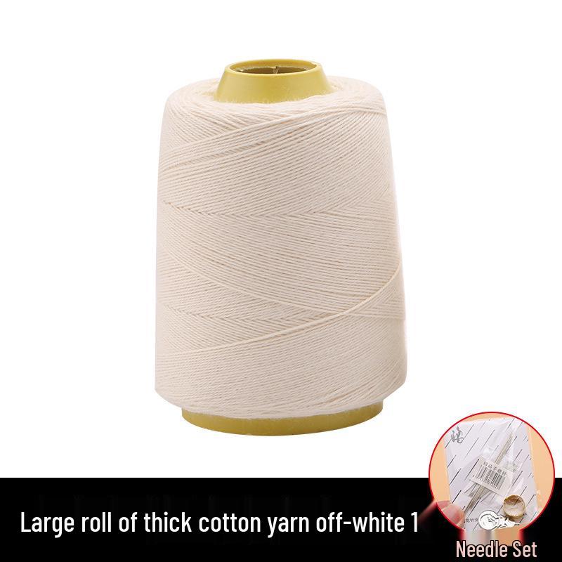 

Игла для квилтинга и клубок трехслойной очень толстой хлопчатобумажной нити для ручного шитья и починки - Белый, Большой моток
