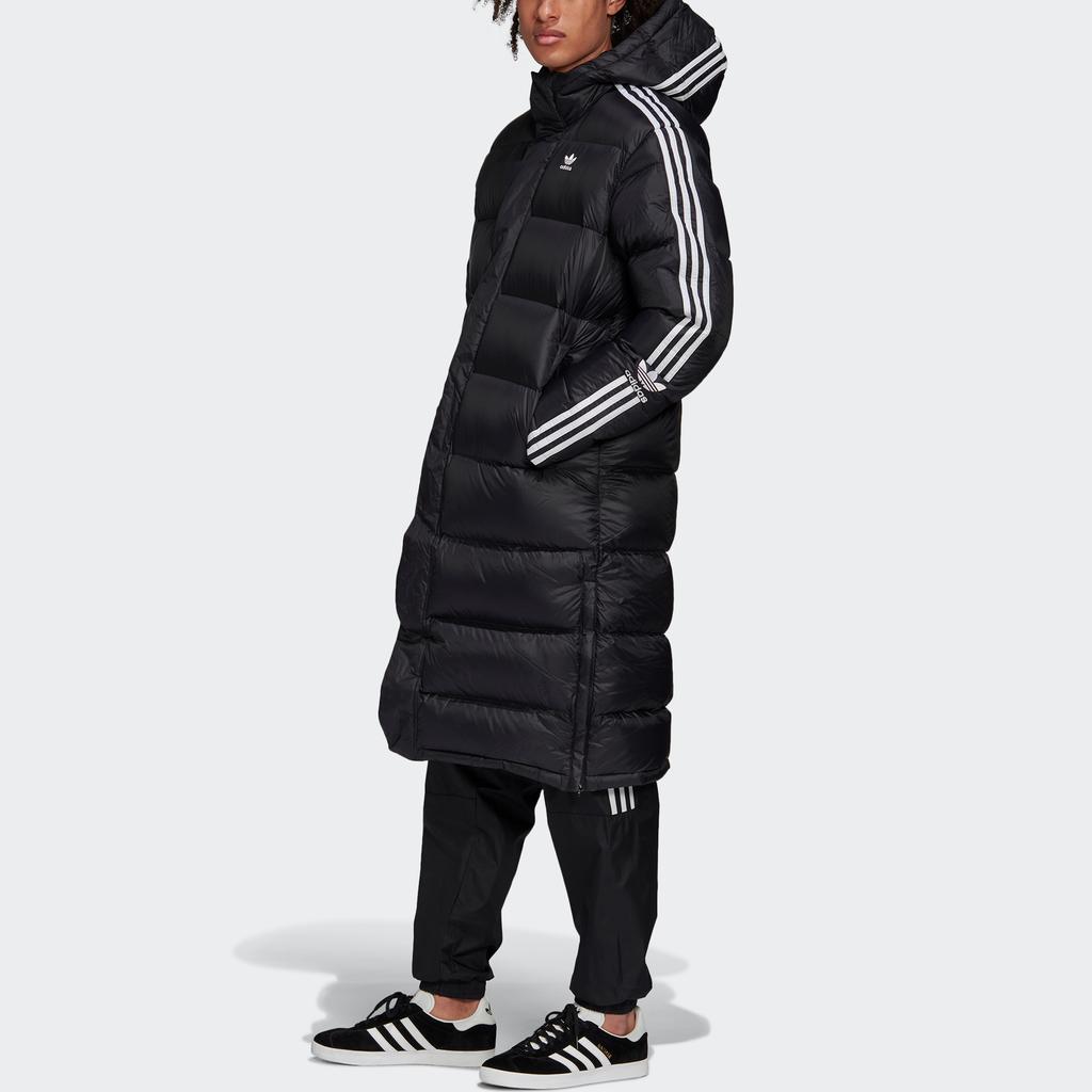 Adidas Originals Long Down Jacket With Hood For Winter Men Outerwear Black FL0007