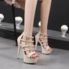 14.5cm Extreme High Heels Platforms Women Sandals Ankle Strap Sexy Pole Dance Stripper Club Party Model Show Unisex Shoes