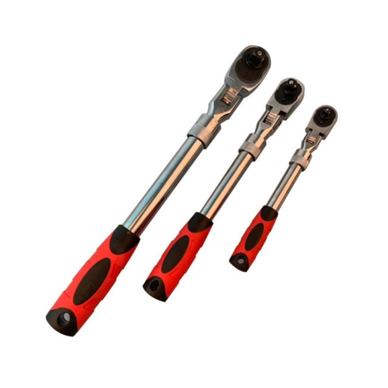 72-Tooth Extendable Flex-Head Ratchet Wrench 1/4 3/8 & 1/2-Inch Drives Carbon Steel Auto Mechanics/Confined Spaces