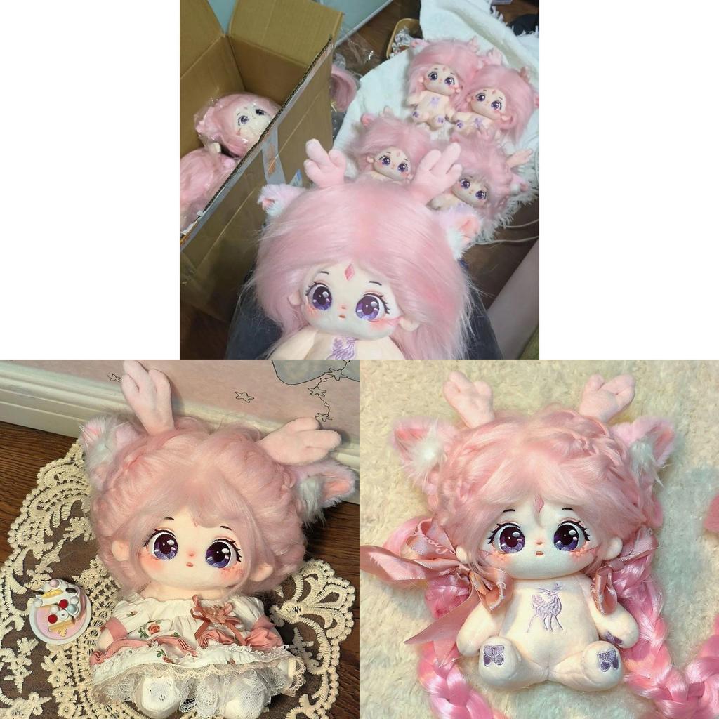 Cotton Plush Doll With Deer Horns For Girls Gift And Collectible Decor
