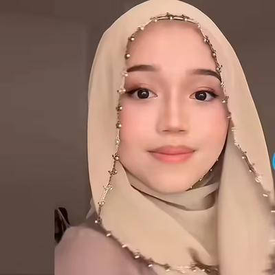 New Premium Hijabs for Momen Not Easy To Wrinkle Metal Bead Chain Long Hijab Yarn Scarf Headscarf Muslim Fashion Turbans Ramadan