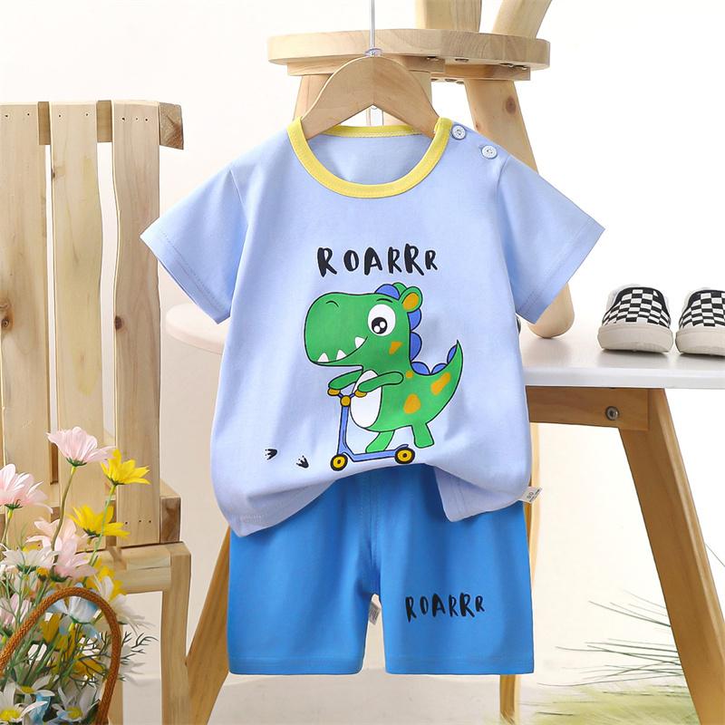 2026 Summer Kids O-Neck Short Sleeve Top Suits Baby Spring Cartoon Short Pant Two-pieces Set Suit for Girl Boy