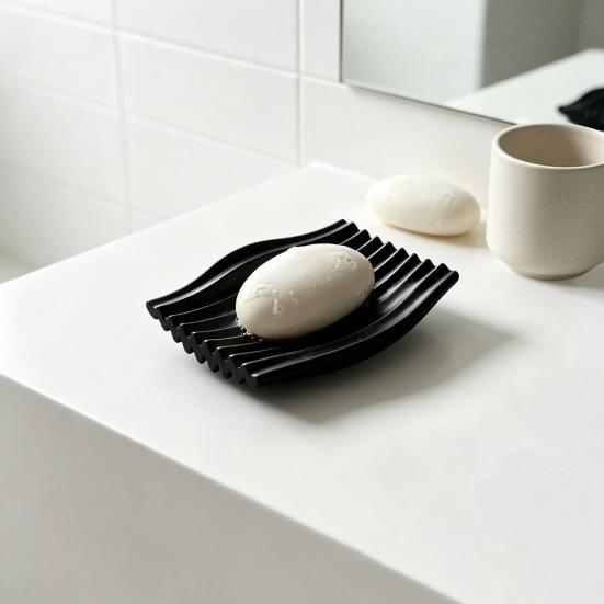 Drainage Soap Tray 3D Printed Dish, Minimalist Wave Design Bathroom Holder, Drying Rack Shower for Bathroom, Kitchen Sink, Vanity Countertop