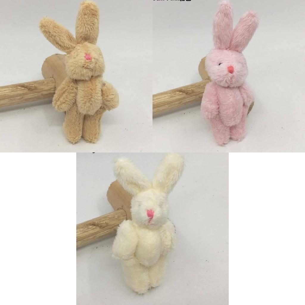Mini 6cm Long Hair Jointed Rabbit Plush Teddy Bear Doll Diy Decor Clothing Gift Box Accessory