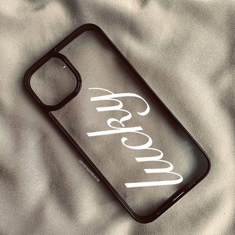 Y2K French English Lucky Phone Case For iPhone 17 16 Pro 15 14 13 12 11 XR XS Max 7 8 Plus Simple Letter Clear Hard Cover Fundas