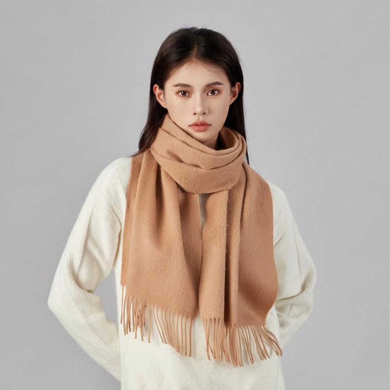 Autumn And Winter New Solid Color Simple 100% Wool Scarf Women'S Atmosphere High End Versatile Scarf Men'S Shawl