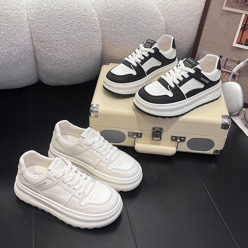 Leather little white shoes women's new autumn versatile platform leisure sports not tired feet board shoes women