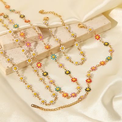 2025 Titanium Steel Necklace Bracelet 18K Gold White/Color Small Daisy Chain Necklace Bracelet