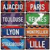 Vintage France City Plate PARIS/LYON/MARSEILLE Flag Poster Metal Plaque Aluminum Sign Man Cave Garage Club Bar Cafe Wall Decor