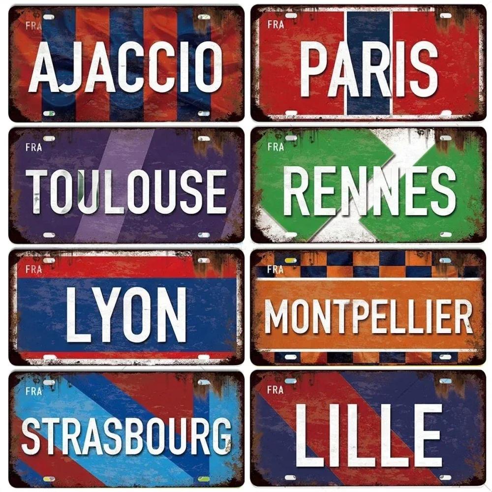 Vintage France City Plate PARIS/LYON/MARSEILLE Flag Poster Metal Plaque Aluminum Sign Man Cave Garage Club Bar Cafe Wall Decor