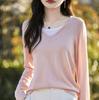 Women's V-Neck Color Block Layered Knit Sweater - Long Sleeve, Lightweight