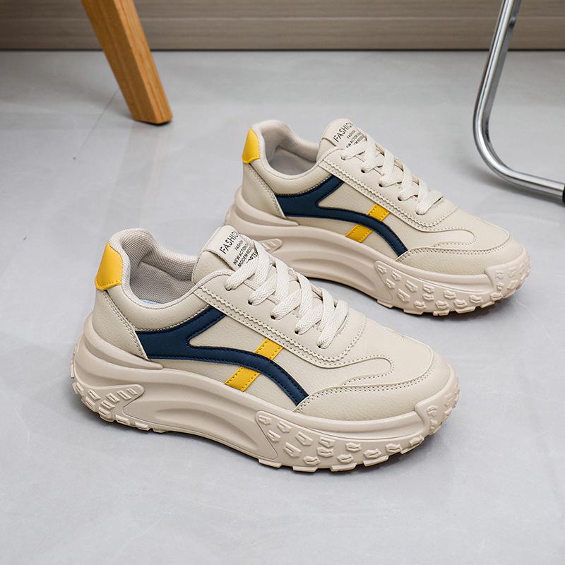 Women's Platform Sneakers Anti-Slip Comfort PU Leather Casual Walking Shoes Breathable Chunky Lace-Up Running Sneakers Female Tennis Shoes Dad Shoes