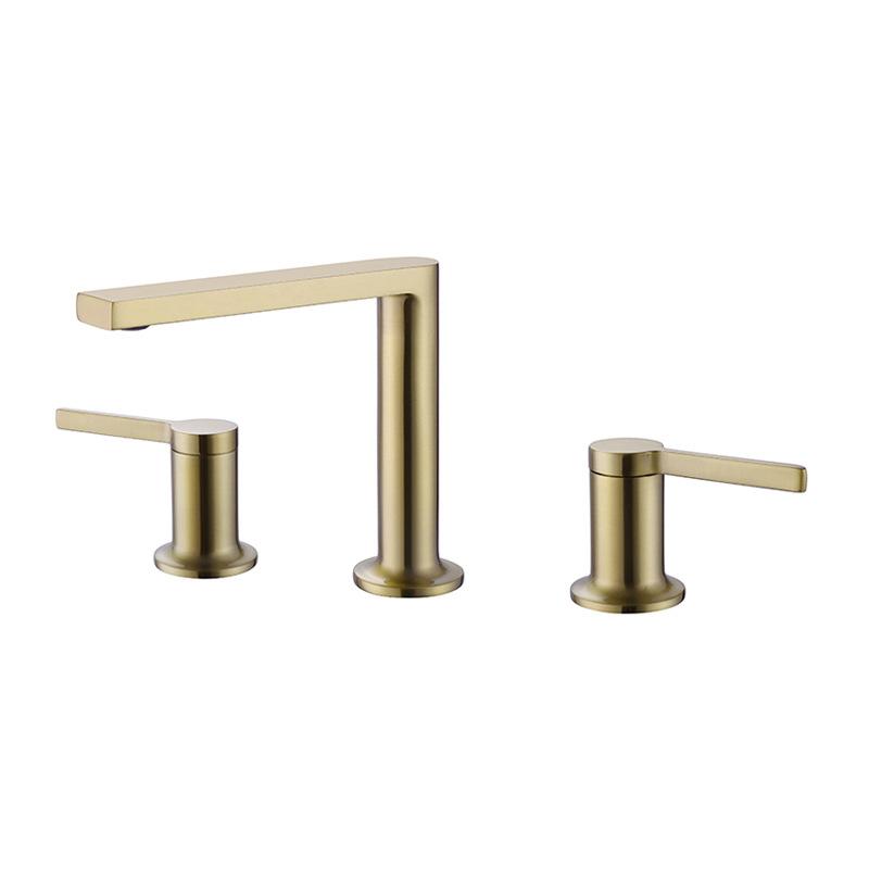 Bathroom Sink Faucet Dual Handle Gold Chrome hot & cold water Deck mounted Sink Faucets gold 3 hole 8 inch Basin tap