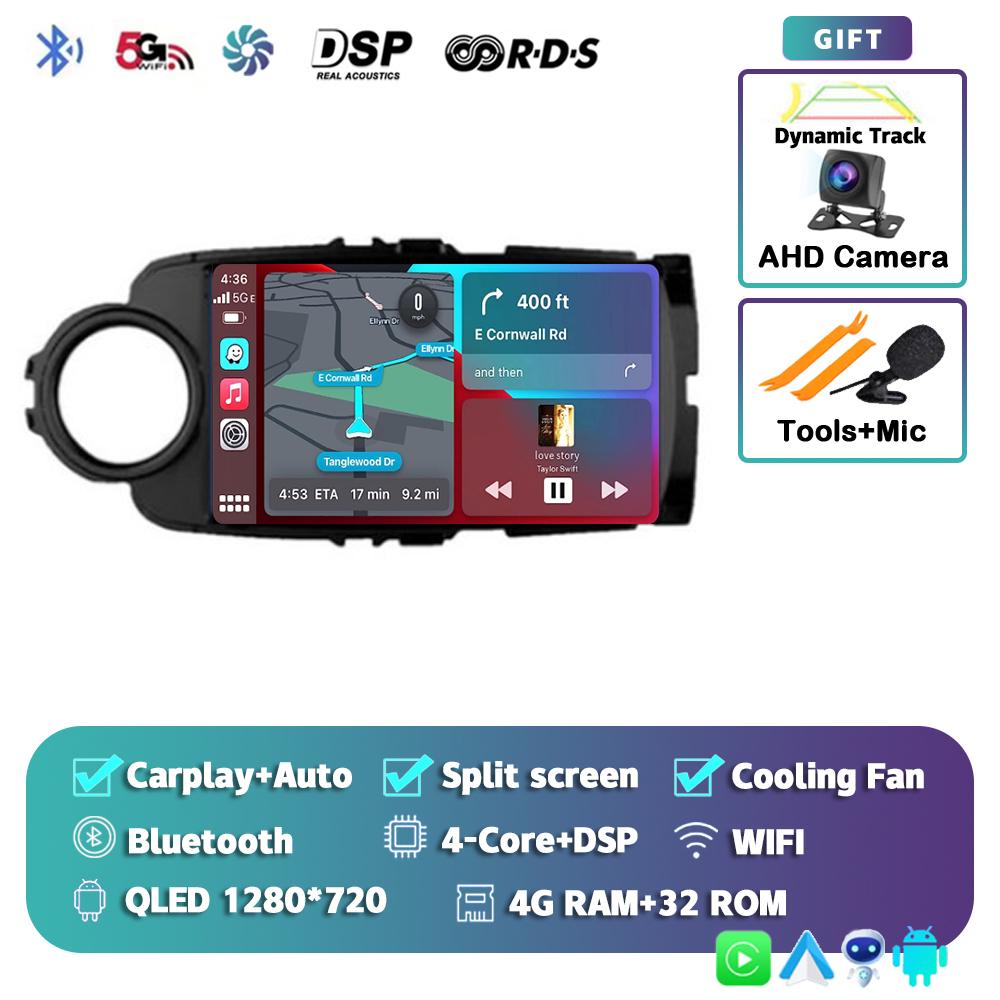 Android 14 Carplay Auto Car Radio For Toyota Yaris 2012 2013 2014 2015 2016 2017 GPS Multimedia Player Stereo WIFI+4G Video DSP