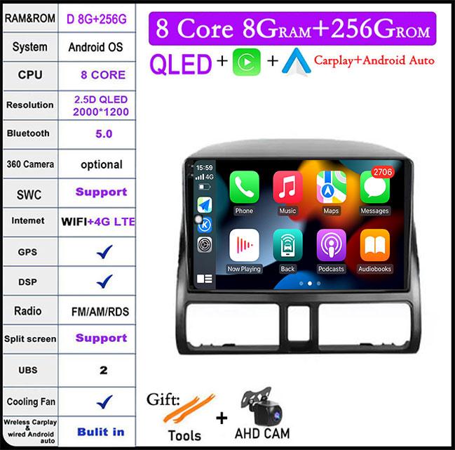 9 Lnch For Honda CR V 2 CRV 2001-2006 Android 14 Car Radio Multimedia Video Player GPS Navigation 4G Carplay Head Unit