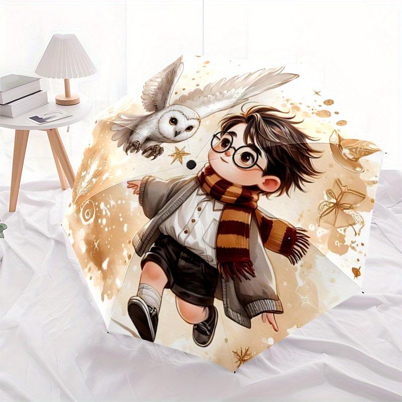 1pc Lively Harry Potter Automatic Open/CloseUmbrella-CuteUmbrella with Cute Design, Portable 3-Fold Compact Umbrella for Men & Women, Valentine's