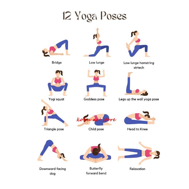 

Утренняя йога-рутина Холст Картина Упражнения Позы йоги Плакаты и принты Современное настенное искусство Картина для декора спортзала, студии йоги 21cm×30cm NoFrame