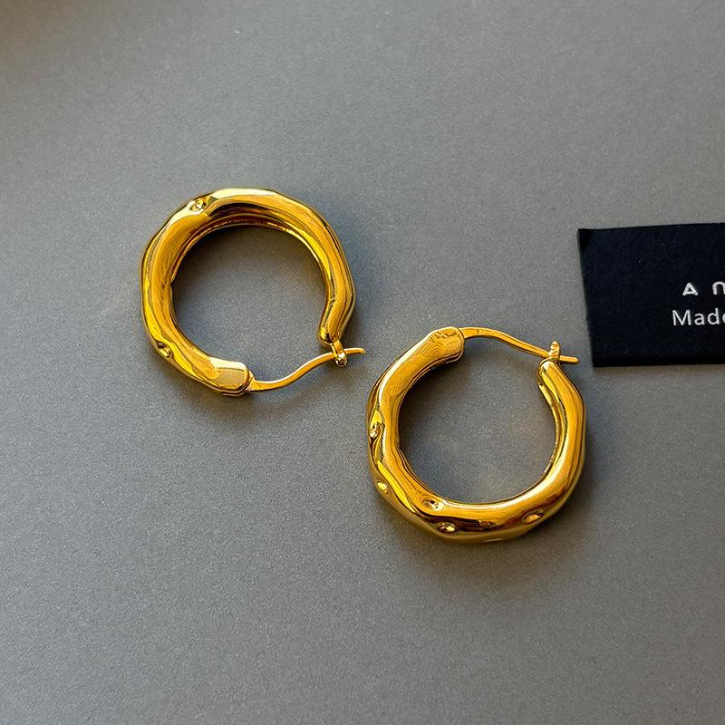 

Real gold electroplated metal murmur fluid ring earrings women s new 2026 models