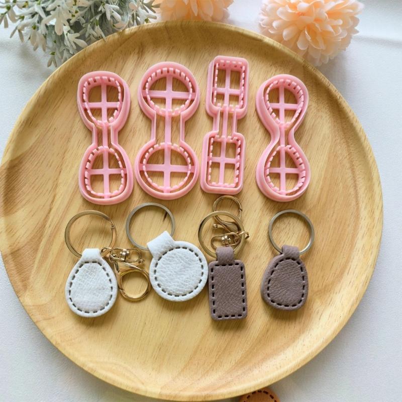 Pack of 4 Plastic Keychain Molds for Polymer Clay Crafting Handmade Jewelry Tool for Family Handmade Projects