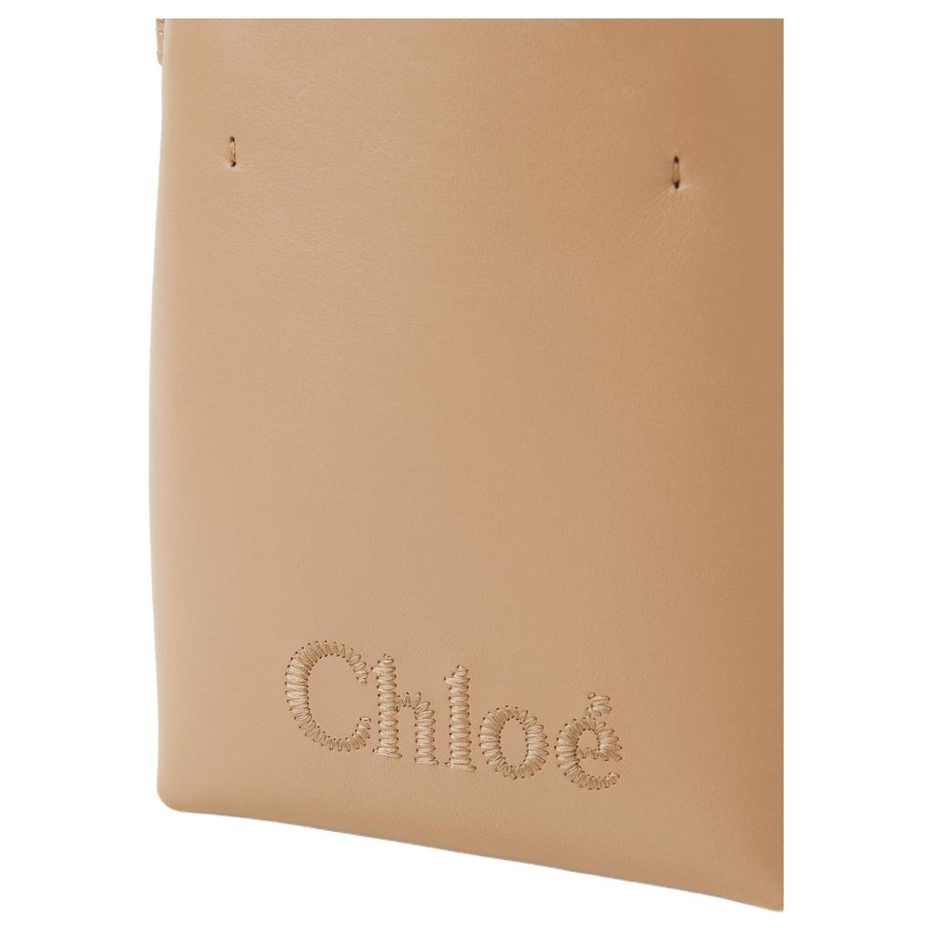 Chloe Sense Logo Tasche mit integrierter Tasche Leder Schultertasche Umhängetasche Damen Handtasche Kamel CHC23UP873I1026X
