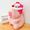 New Pink Capybara Plush Doll Cute Lion Dance Hat Capibara Anime Fluffty Toy Kawaii Plushie Gift for Girlfriend Stuffed Pendant