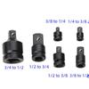 Pneumatic Socket to Square Conversion Joint Set: 1/4", 3/8", 1/2", 3/4", 1" - Black Phosphate Finish.
