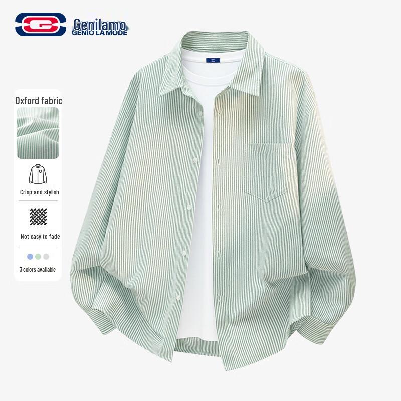 

GENIOLAMODE Men s Oxford Long-Sleeve Casual Shirt 2XL