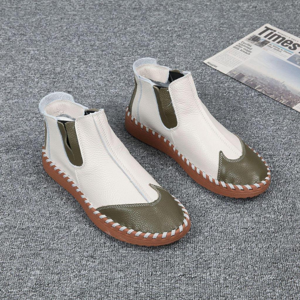 Men's Leather Slip-On High-Top Casual Shoes - Soft Sole, Genuine Cowhide for Autumn/Winter