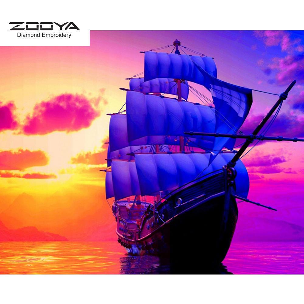 

ЗООЯ DIY 3D Алмазная картина Парусник Вышивка Крестом Ремесло Стежок Домашний декор