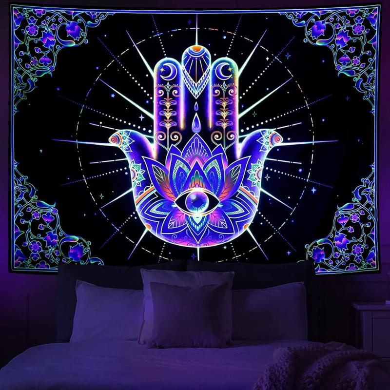 Neon Style Hasmam Tapestry, Divination Meditation Bedroom And Living Room Wall Decoration Home Decor Tapestry 100X70CM