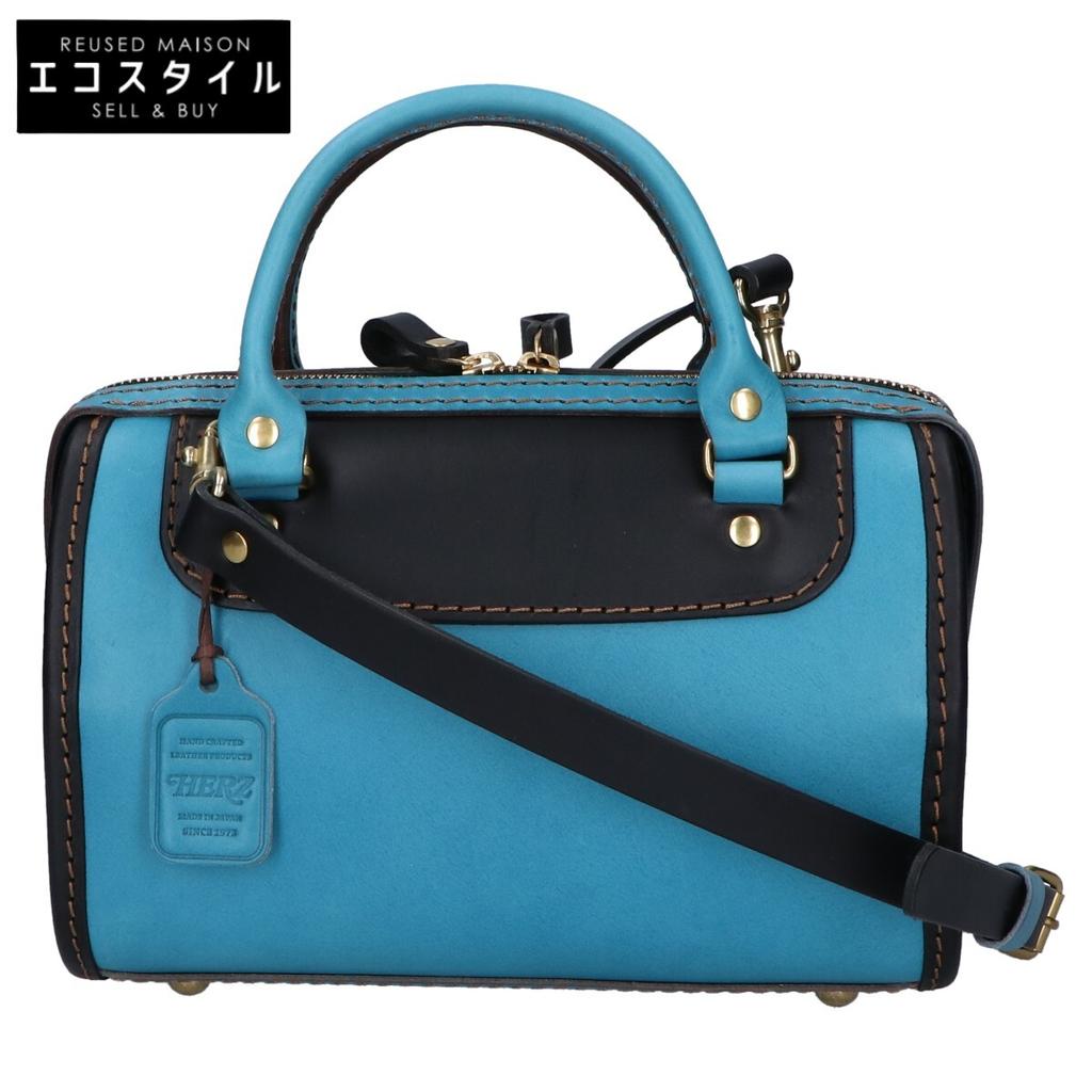 HERZ [Excellent Condition] Two-Tone Nina Boston Bag 2-Way Handbag Cerulean Blue/BlackUsed