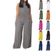 Women's Plus Size Jumpsuit Summer Beach Sleeveless Color Casual Fashion Wide Leg Jumpsuit