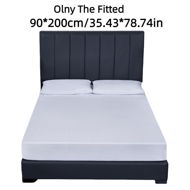

Bed Color Solid Fitted Sheet Polyester Bedding Sheets Waterproof Decoration Home 90*200cm/35.43*78.74in білий