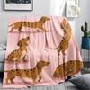 Pink background cat dog Print Flannel Blanket,High quality Comfortable for All Seasons,Home Decor,Warmth and Comfort,Perfect for Christmas Gifts