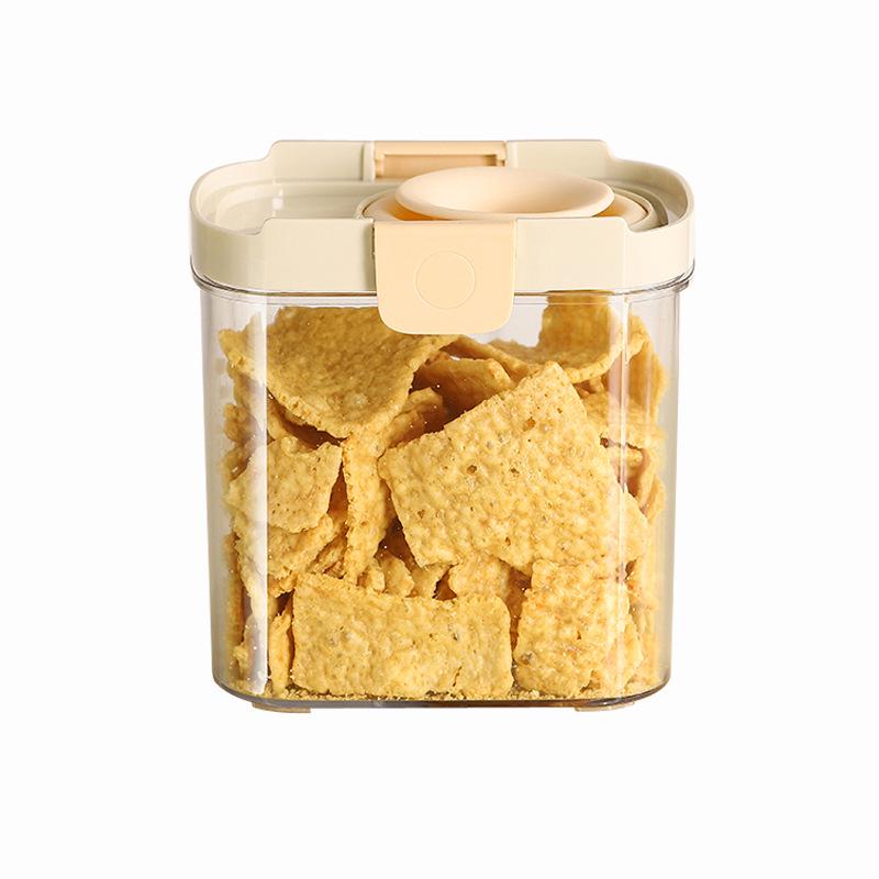 Retractable Seal Grain Storage Jar with No-Open Lid for Kitchen Cereal and Coarse Grains.