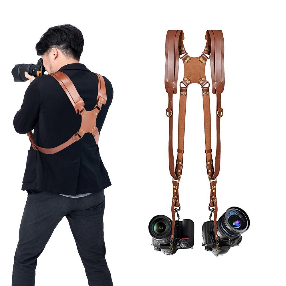 New Cowhide Double Shoulder Strap for SLR Cameras: Photography & Digital Accessories