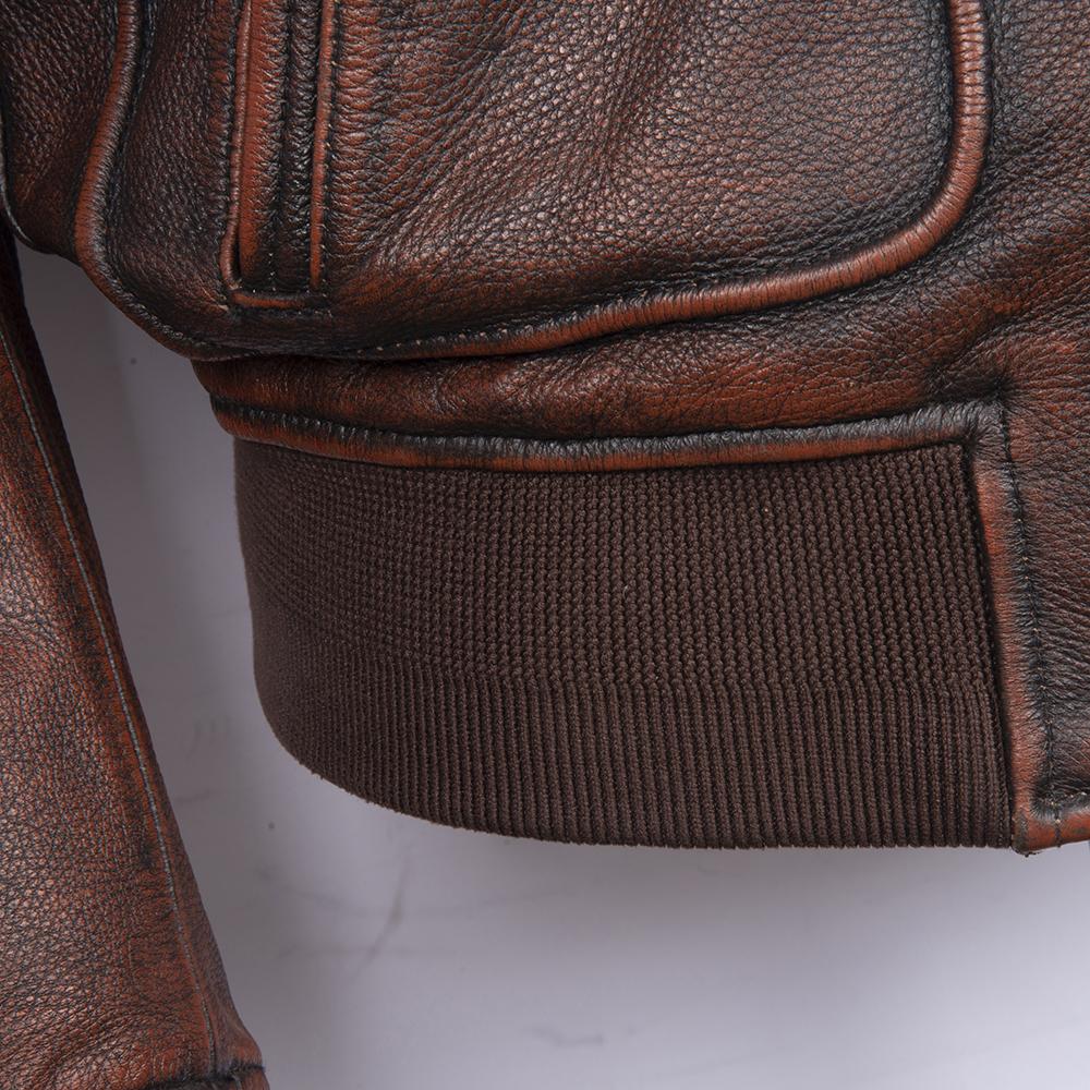 Vintage Red Brown Men Genuine Leather Jacket Real Cow Coat Man Military Pilot Jackets Air Force Flight Suit Spring Autumn