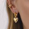 Waterproof Minimalist Luxury 316L Stainless Steel Earrings Gold Plated Heart Zirconia Design Sweet Statement Hoop Earrings