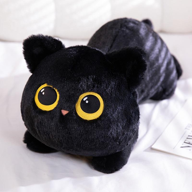 Schattig Nieuw Pluche Speelgoed Kat Voor Baby's - Een Katvormig Kussen Voor Het Bed Perfect Om Knuffelen Tijdens Het Slapen Een Geweldig Verjaardagscadeau 70cm zwart