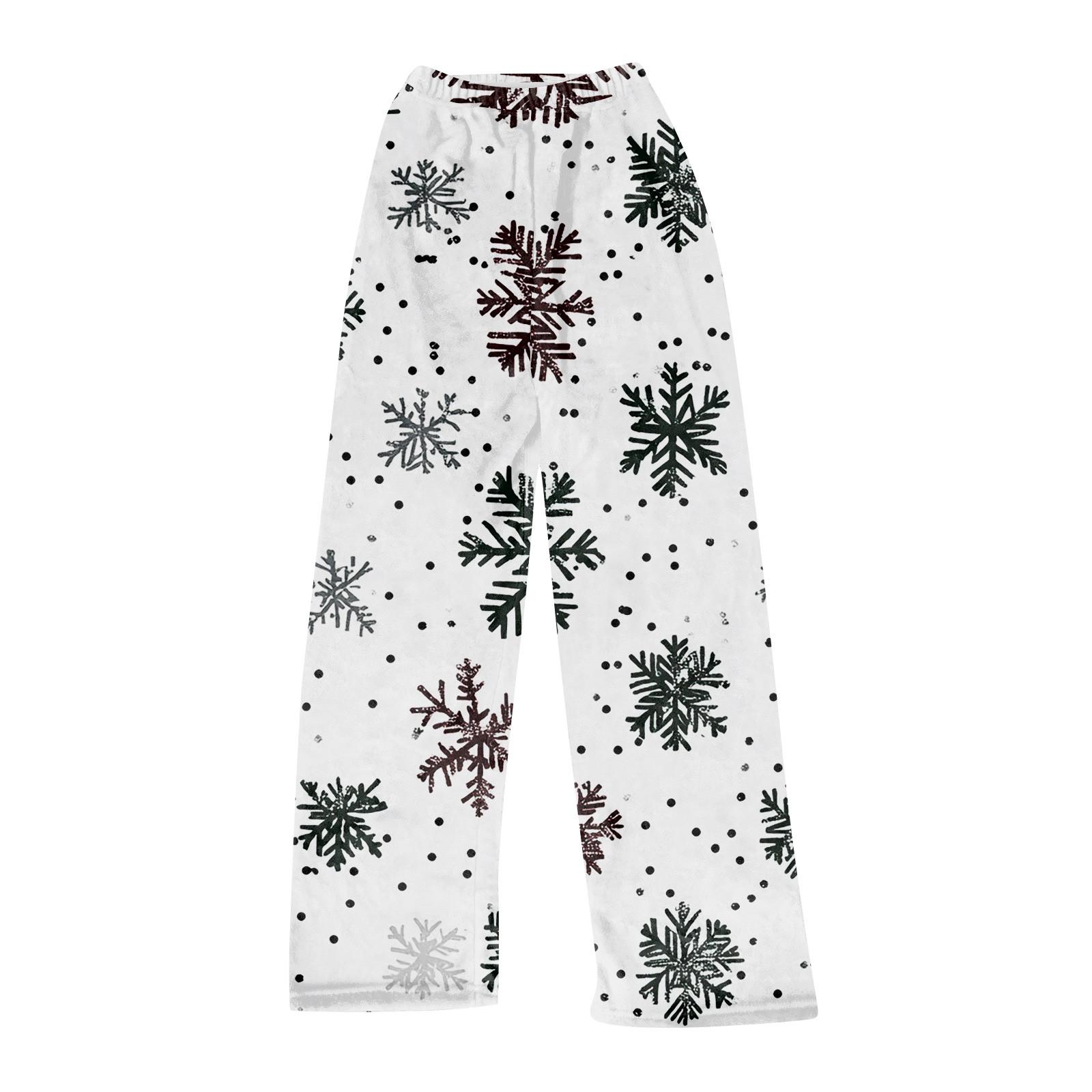 

Женские модные повседневные брюки с рождественским принтом, плюшевые домашние спальные брюки XS