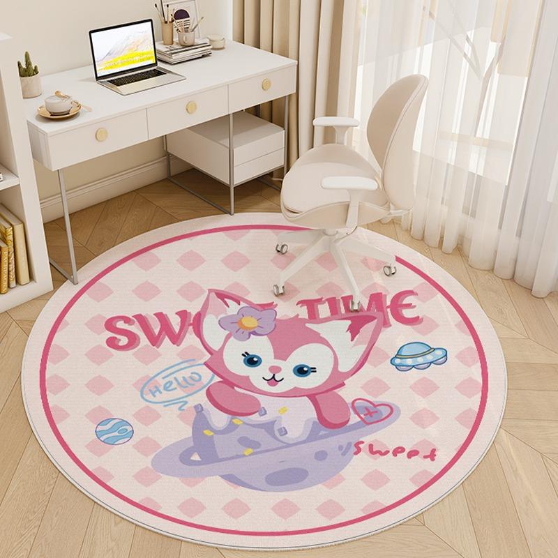  Cute Rabbit Bear Cartoon Round Carpet Living Room Bedroom Bedside Kitchen Entrance Door Mat Non-slip Girl Child Decor Rug
