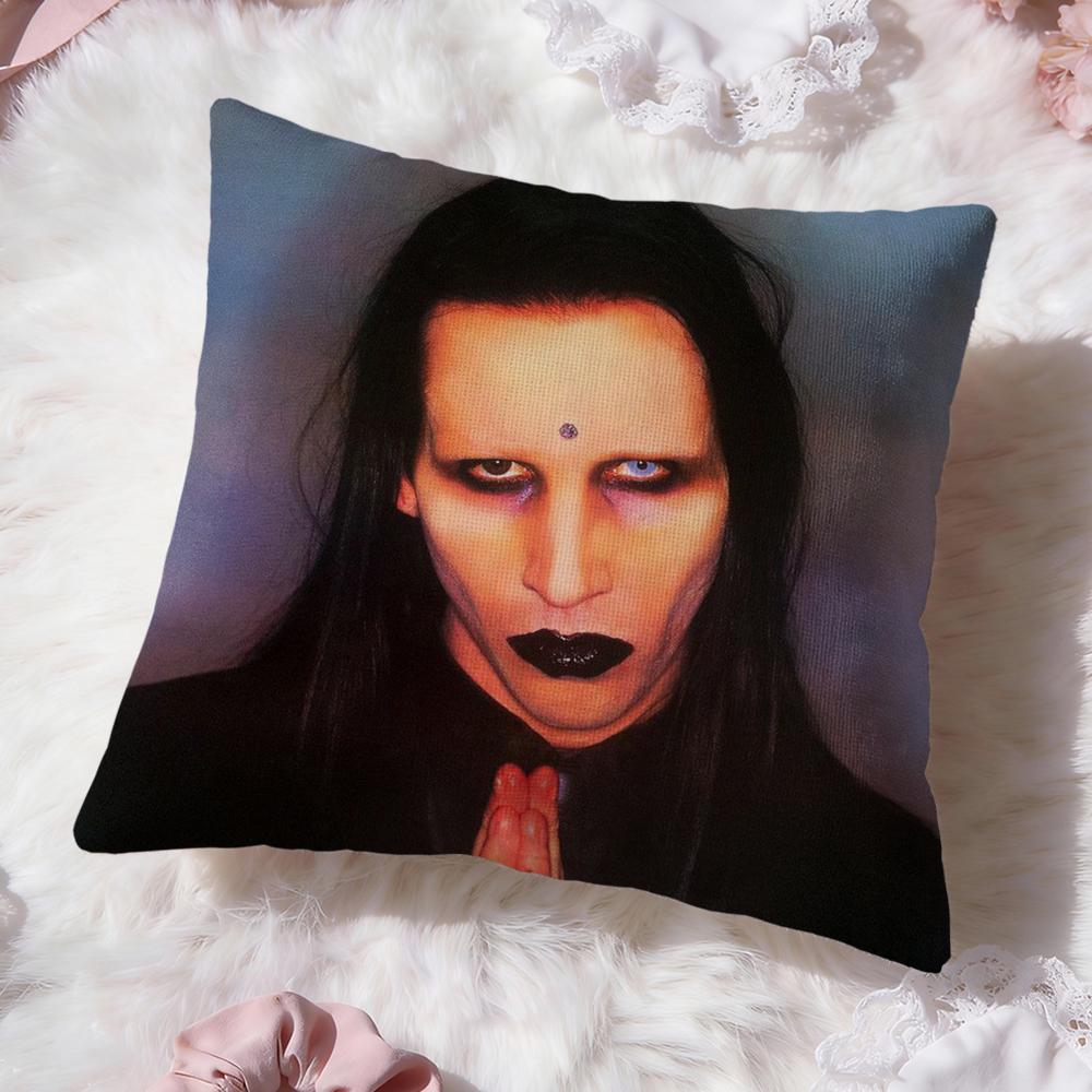Federa Cuscino Singer M-Marilyn M-Manson Comfort Premium Design Reversibile Due in Uno per Qualsiasi Stanza e Interno Auto