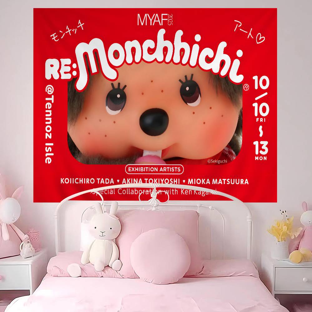 Cartoon MMMonchhichis Anime Hippie Wall Hanging Tapestries Bohemian Wall Tapestries Mandala INS Home Decor