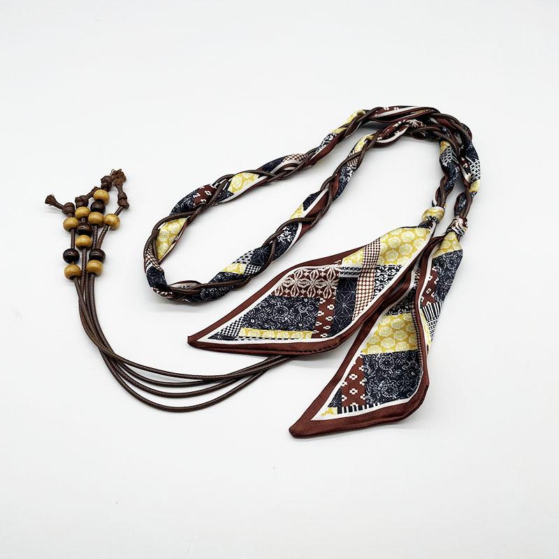 

Waist Belt, handwoven floral pattern, featuring a vintage casual style suitable for parties, summer, or school.