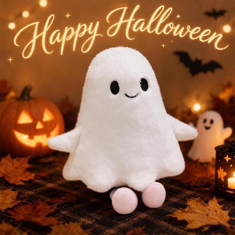 40CM Cute Cartoon White Little Ghost Plush Toy Soft Anime Ghost Halloween Festival Party Supply Plushie Doll Fun Friend Kid Gift