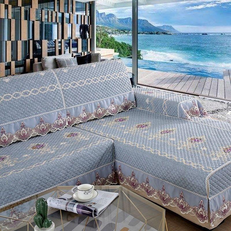 

Sofa Cushion All Year Round Universal Sofa Cover All-Inclusive Non-Slip Fabric Modern Minimalist 123 Suit Combination Ruyi Blue 60*90cm handrail