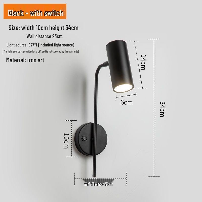 Nordic Postmodern Minimalist Rotatable Wall Lamp with Switch for Living Room or Bedroom.
